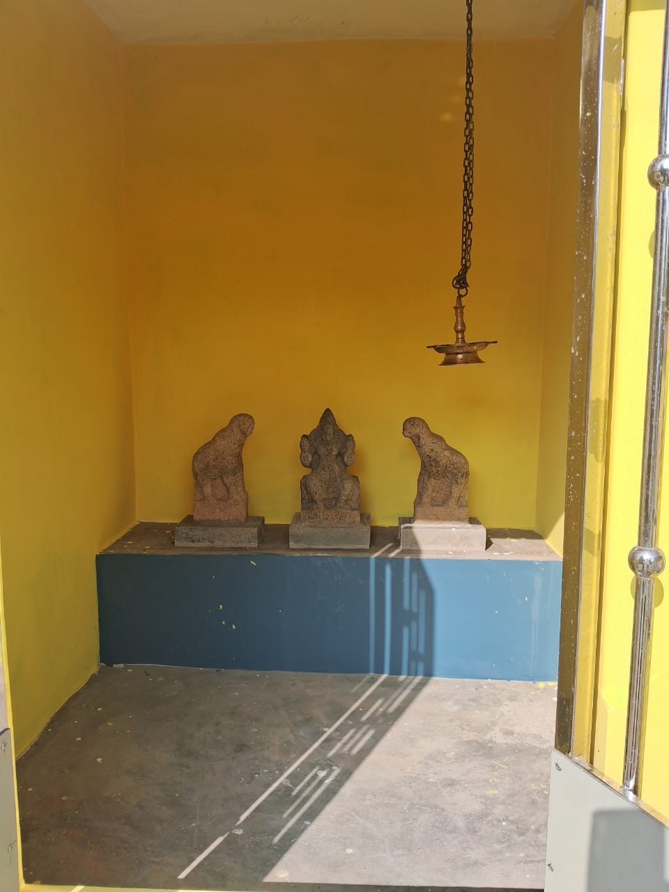 Prayer setup in temple courtyard
