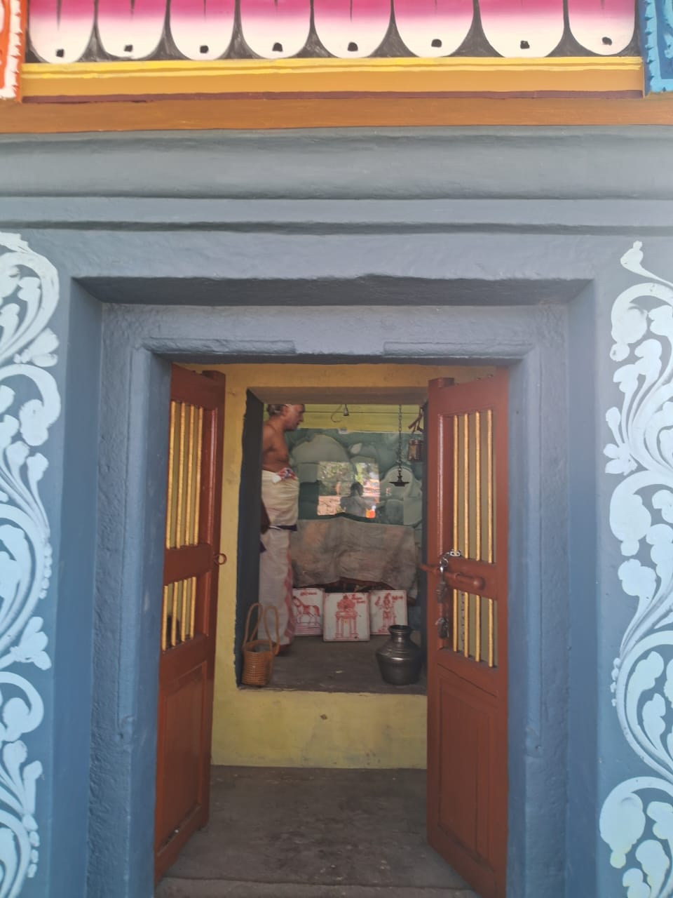Temple pillars with divine artwork